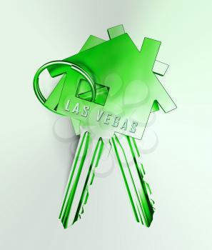 Las Vegas Real Estate Key Depicts Houses And Homes In Nevada. Property Purchases And Development Sales - 3d Illustration