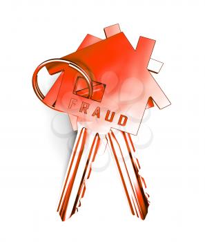 Mortgage Fraud Keys Represents Property Loan Scam Or Refinance Con. Fraudster Doing Hoax For Finance Or Equity Release - 3d Illustration