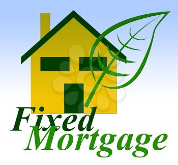 Fixed Rate Mortgage Icon Depicts Home Or Property Loan With Payment Fix. Percentage Interest On Apartment Or House - 3d Illustration