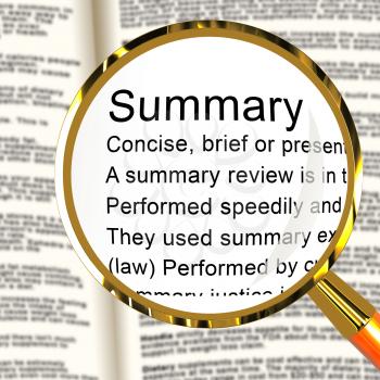 Executive Summary Definition Icon Showing Short Condensed Report Roundup 3d Illustration. Summing Up Information Or Analysis
