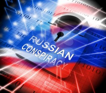 Russian Conspiracy Scheme Padlock. Politicians Conspiring With Foreign Governments 3d Illustration. Complicity In Crime Against The Usa