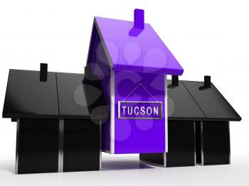 Tucson Homes Icon Depicts Real Estate Investment In Arizona. Houses And Apartments For Sale - 3d Illustration