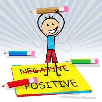 Positive Vs Negative Note Depicting Reflective State Of Mind. Motivation And Optimism Versus Pessimism - 3d Illustration