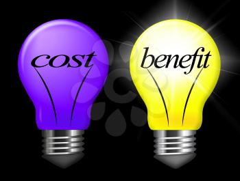 Cost Vs Benefit Light Means Comparing Price Against Value. Return On Investment Or Balancing Gain - 3d Illustration