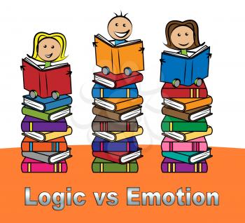 Emotion Versus Logic Books Illustrates The Difference Between Head And Heart. The Mind Deals With Rational Thinking, Imagination And Feelings - 3d Illustration