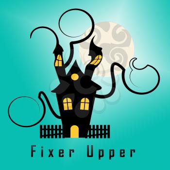 Fixer Upper House Icon Shows Rundown Derelict Building Needing Renovation And Fixing Up - 3d Illustration