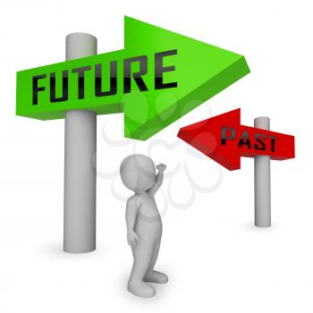 Past Vs Future Sign Compares Life Gone With Upcoming Prospects. Looking At Destiny, Fate And Opportunity - 3d Illustration
