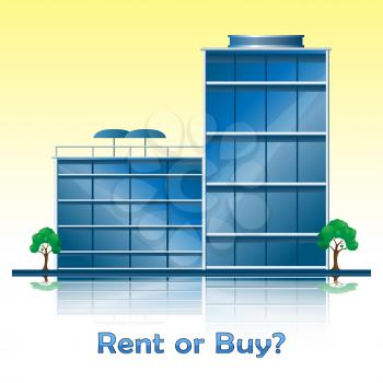 Buy Versus Rent Building Compares Leasing Or Property Purchase. Renting Or Buying For Living And Investment - 3d Illustration