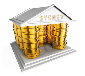 Luxury Home Sydney Coins Icon Showing High Class Accomodation In Australia. Upscale Mansion Or Luxurious Renovation - 3d Illustration