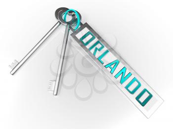 Orlando Home Real Estate Key Depicts Florida Realty And Rentals. Apartment Or House Buying Broker Downtown - 3d Illustration