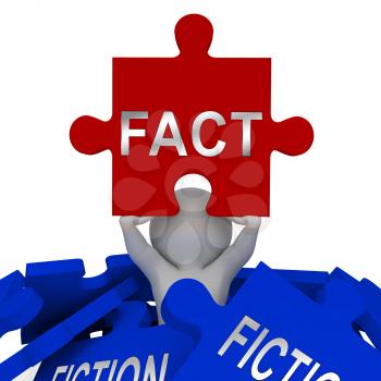 Fact Vs Fiction Jigsaw Represents Authenticity Versus Rumor And Deception. Truthful Credibility Against False Lies - 3d Illustration