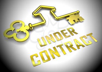 Home Under Contract Key Depicts Property Sold And Offer Signed. Legal System For Buying Real Estate - 3d Illustration 