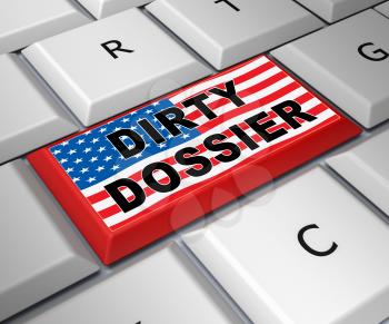Dirty Dossier Key Containing Political Information On The American President 3d Illustration. Investigation Data From Spying On Russia