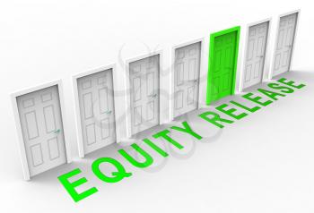 Equity Release Doorways Means A Line Of Credit From Owned Property. For Income In Retirement Or Cash From Home - 3d Illustration
