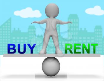 Rent Vs Buy Balance Comparing House Or Apartment Renting And Buying. Investment Or Home Ownership Of Property - 3d Illustration