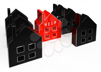 Foreclosure Help Icon Means Assistance To Stop A Property Foreclosing. House, Apartment Or Building Advice - 3d Illustration