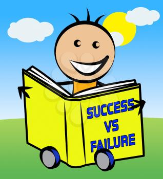 Success Versus Failure Book Depicting Improvement And Progress Against Crisis. Aiming For Positive Outcomes And Achievement - 3d Illustration