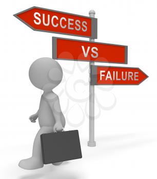 Success Vs Failure Concept Sign Depicts Achievement Versus Problems. Positive Or Negative Thinking And Learning From Mistakes - 3d Illustration
