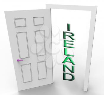 Ireland Property Or Real Estate Doorway Depicts Buying Or Renting. Realty And Development In Eire - 3d Illustration