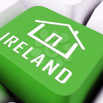 Ireland Property Or Real Estate Key Depicts Buying Or Renting. Realty And Development In Eire - 3d Illustration