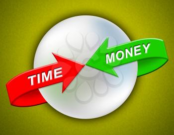 Time Versus Money Arrows Contrasting Earnings With Expenses. Your Financial Future And Making Enough Cash To Retire - 3d Illustration
