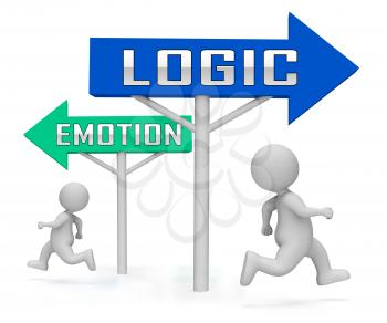 Emotion Vs Logic Sign Depicts The Logical Compared With Emotional Mind. These Opposite Views Include Analytics Pragmatism And Intuition - 3d Illustration