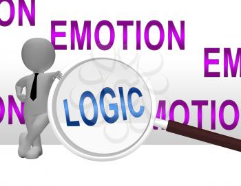 Emotion Vs Logic Magnifier Depicts The Logical Compared With Emotional Mind. These Opposite Views Include Analytics Pragmatism And Intuition - 3d Illustration