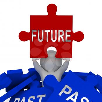 Past Vs Future Jigsaw Compares Life Gone With Upcoming Prospects. Looking At Destiny, Fate And Opportunity - 3d Illustration