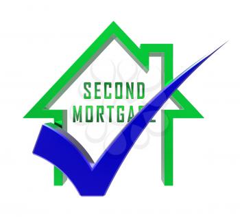 Second Mortgage Finance Icon Showing Line Of Credit On Property. Real Estate Refinance Using Equity - 3d Illustration