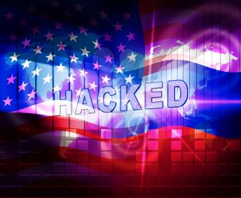 Election Hacking Russian Espionage Attacks 3d Illustration Shows Hacked Elections Or Ballot Vote Risk From Russia Online Like US Dnc Server Breach