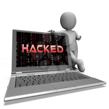Website Hacked Cyber Security Alert 3d Illustration Shows Online Site Data Risks. Election Hacking Attacks On The Usa In 2018 And 2020 From Russia 