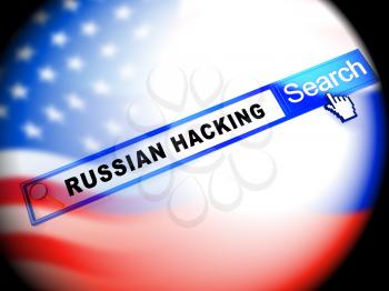 Russian Hacking Election Attack Alert 3d Illustration Shows Spying And Data Breach Online. Digital Hacker Protection Against Moscow To Protect Democracy Against Malicious Spy