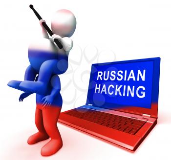 Russian Hacking Election Attack Alert 3d Illustration Shows Spying And Data Breach Online. Digital Hacker Protection Against Moscow To Protect Democracy Against Malicious Spy