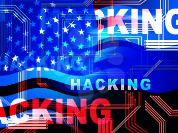 Website Hacked Cyber Security Alert 2d Illustration Shows Online Site Data Risks. Election Hacking Attacks On The Usa In 2018 And 2020 From Russia 