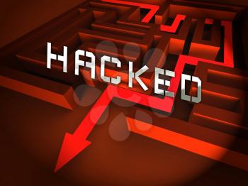 Website Hacked Cyber Security Alert 3d Illustration Shows Online Site Data Risks. Election Hacking Attacks On The Usa In 2018 And 2020 From Russia 