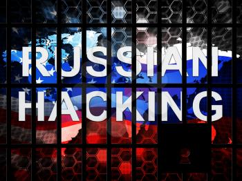 Election Hacking Russian Espionage Attacks 2d Illustration Shows Hacked Elections Or Ballot Vote Risk From Russia Online Like US Dnc Server Breach