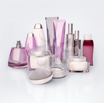 Set of cosmetic containers.