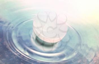 Jar of moisturizing face cream for Spa treatments fell into the water. 3D illustration