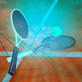 Tennis; rackets; sphere; court; game; ground.