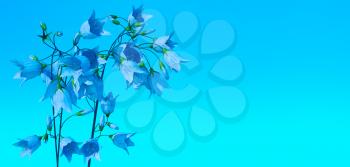Blue bell flowers background. 3D illustration