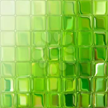 The green tiles from the shiny colorful glass blocks.