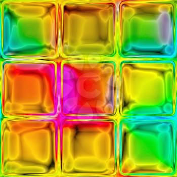 The colorful tiles from the shiny glass blocks with vibrant colors.