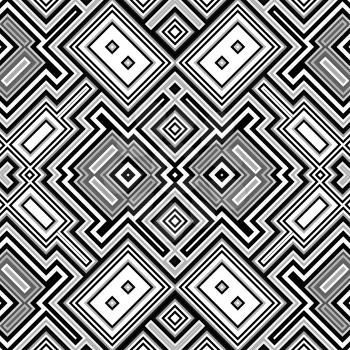 Seamless geometric retro black and white background made from simple squares.