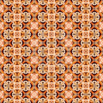 Orange kaleidoscope seamless abstract background illustration.