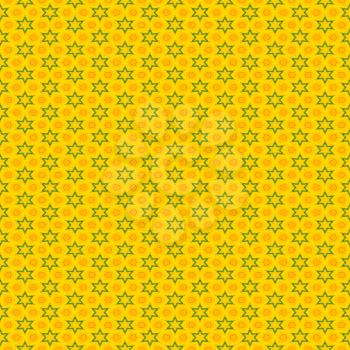 Abstract seamless yellow background with green stars..