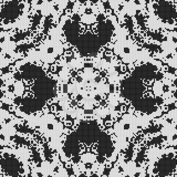 White lace curtain abstract seamless pattern on a black background.