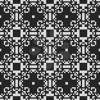 White lace curtain abstract seamless pattern on a black background.