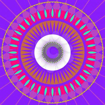 Colorful Mandala circle on a blue background.