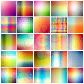 Collage set of an abstract colors polygonal triangle patterns.