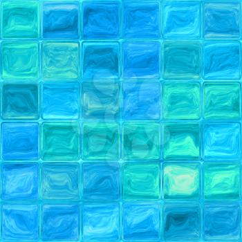 Blue tiles from the shiny glass blocks. Swimming pool tiles mosaic with water texture. 